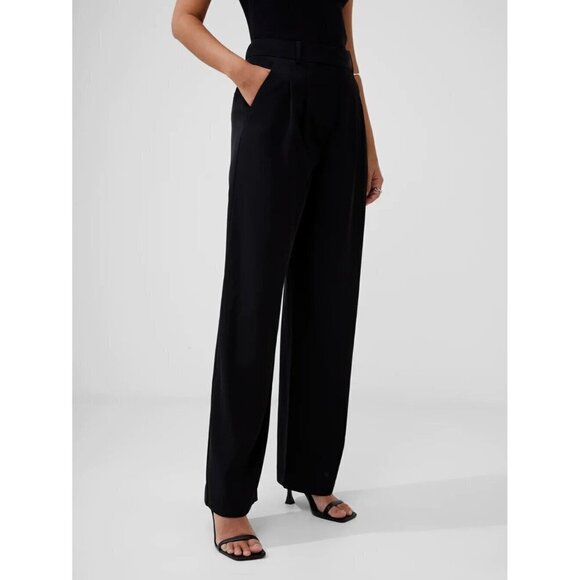 French Connection BNWT sz 12 pant "Harry Suiting Trousers" black women wide leg - Picture 1 of 7